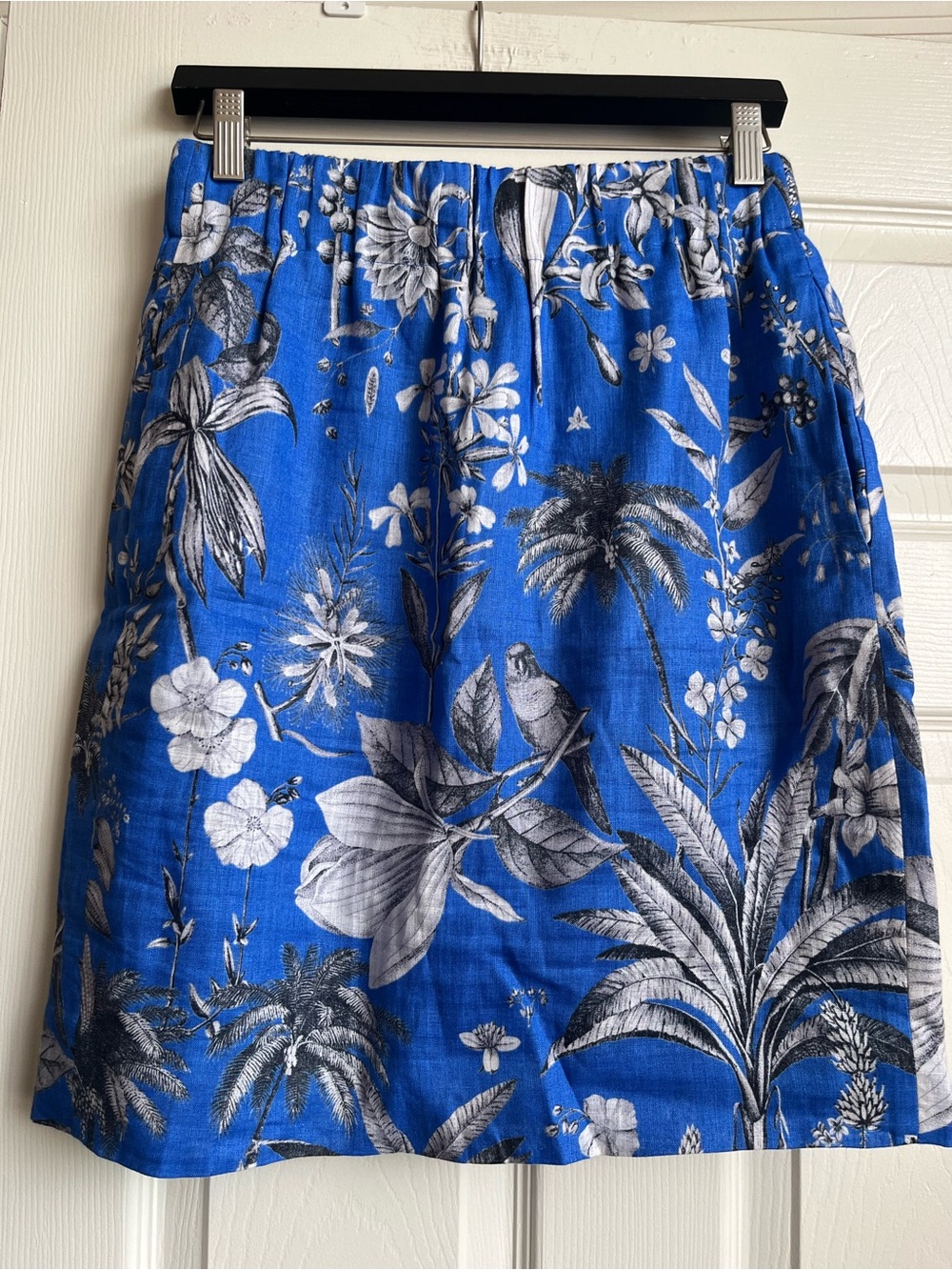 J. Crew Blue Tropical Print Pencil Skirt